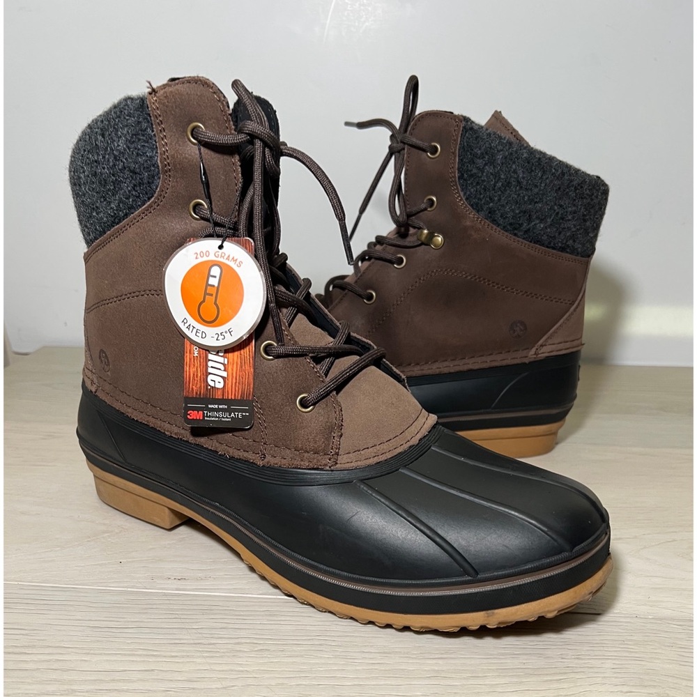 NORTHSIDE ELEMENTS Mens Lace Up Dark Brown Braedan Waterproof Boots Sz 13
